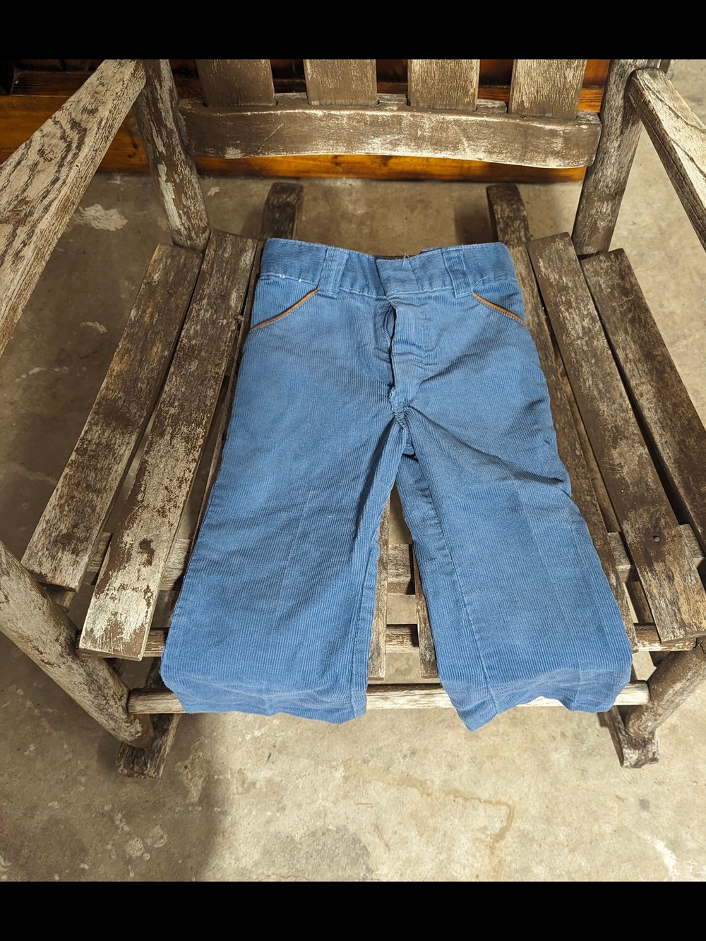 Kids Blue Corduroy Casual Pants with Contrast Trim